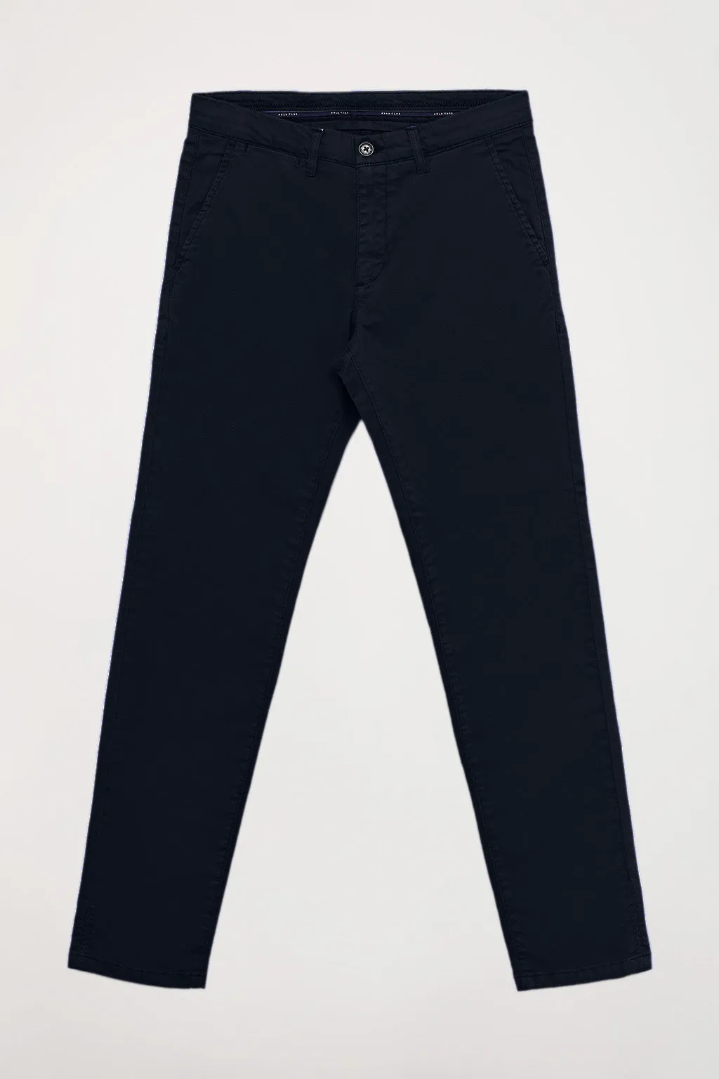 Pantalón chino azul marino de algodón elástico con detalles Polo Club