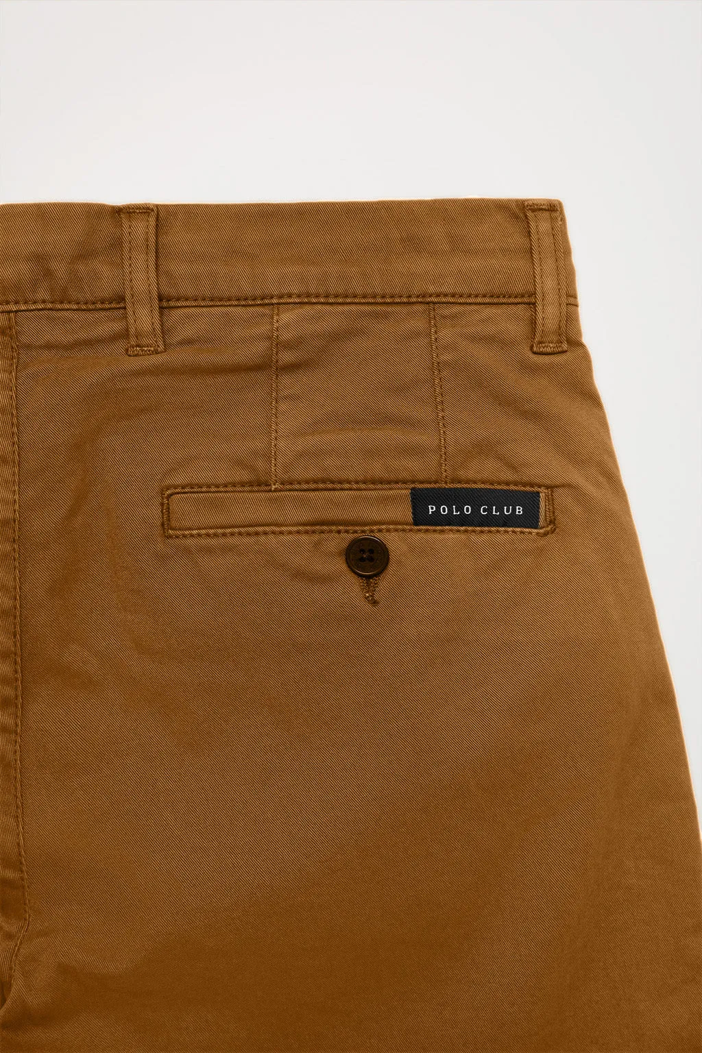 Pantalón chino marrón de algodón elástico con detalles Polo Club