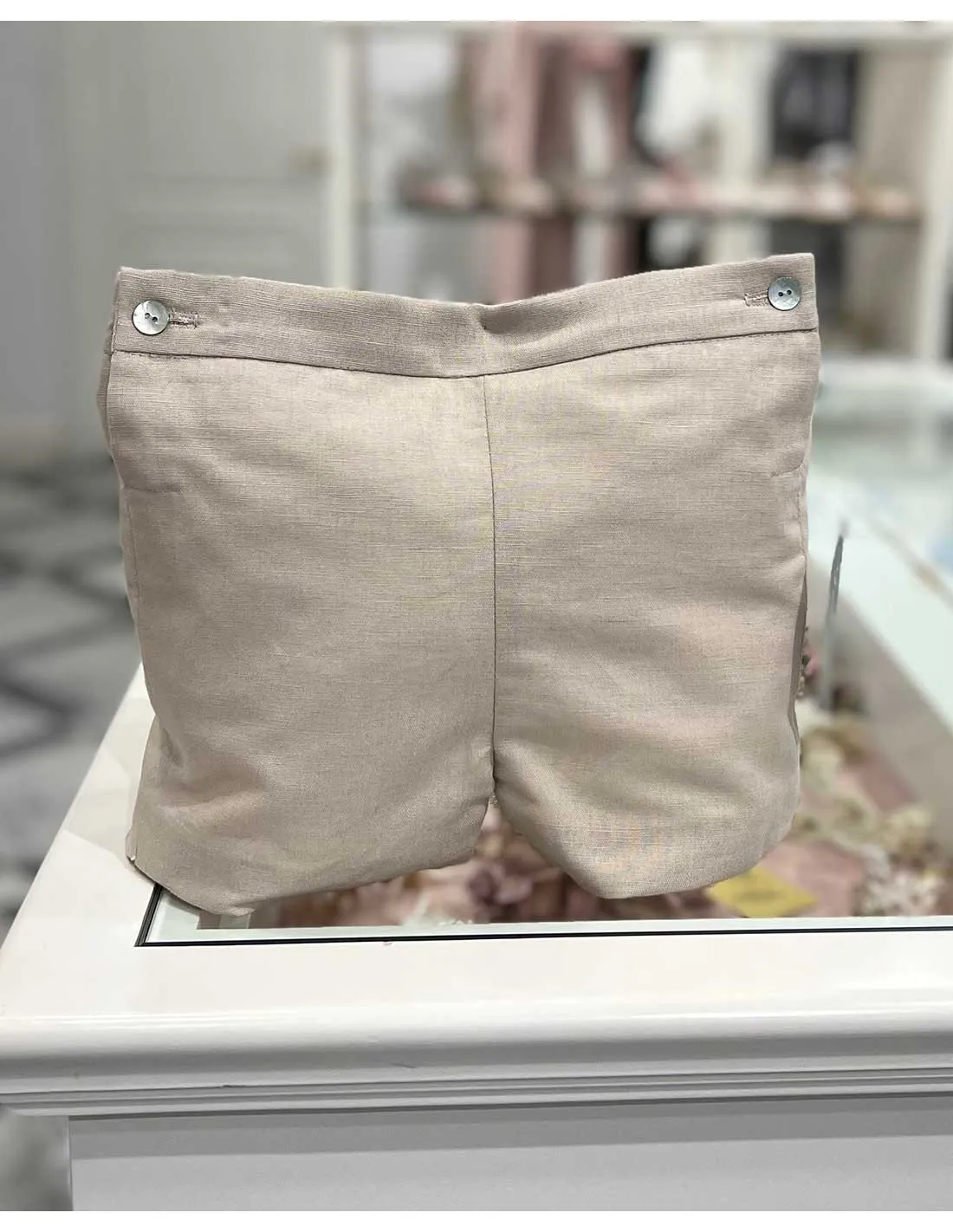 Pantalón Corto Lino Niño Ceremonia Arena Julietas