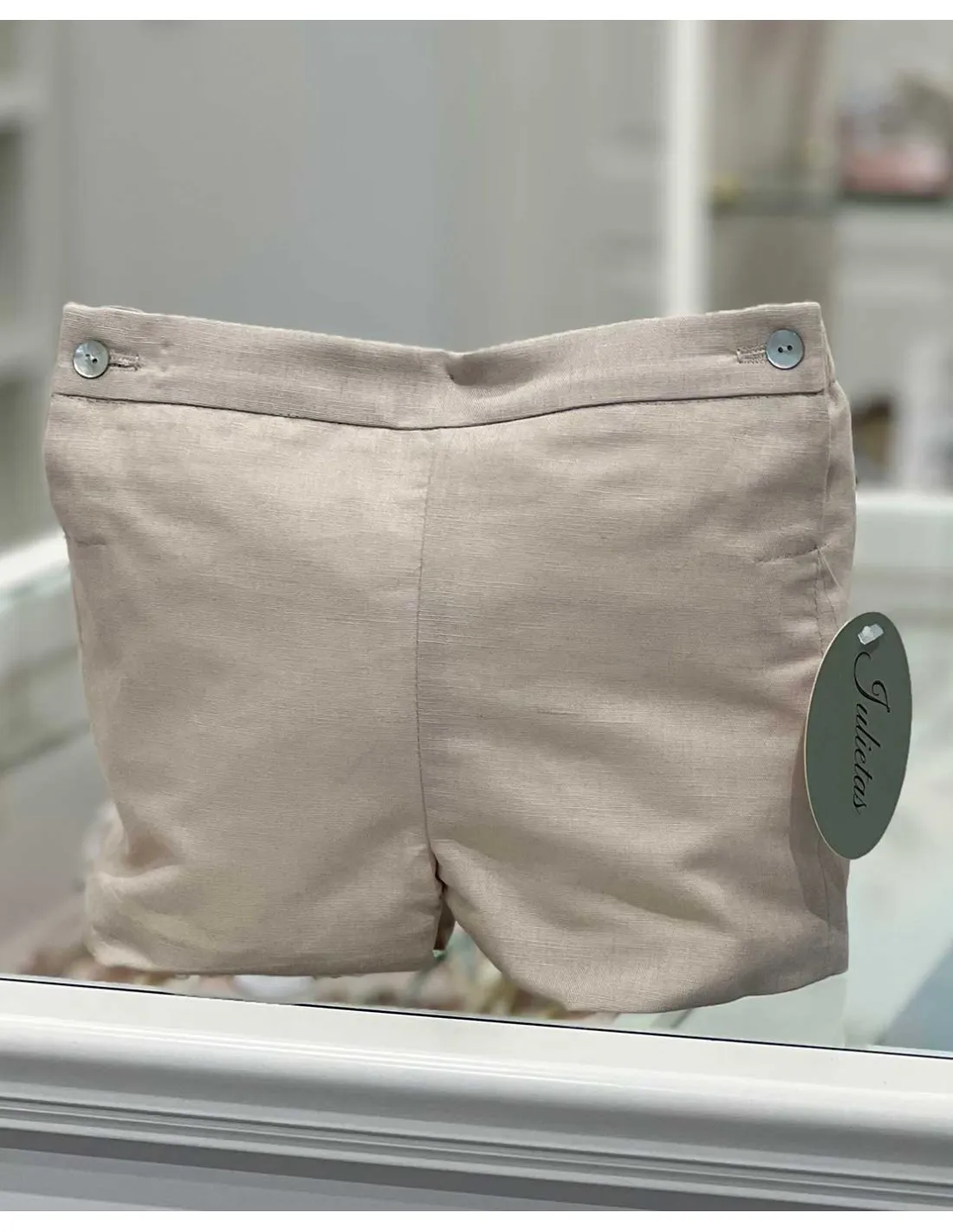 Pantalón Corto Lino Niño Ceremonia Arena Julietas