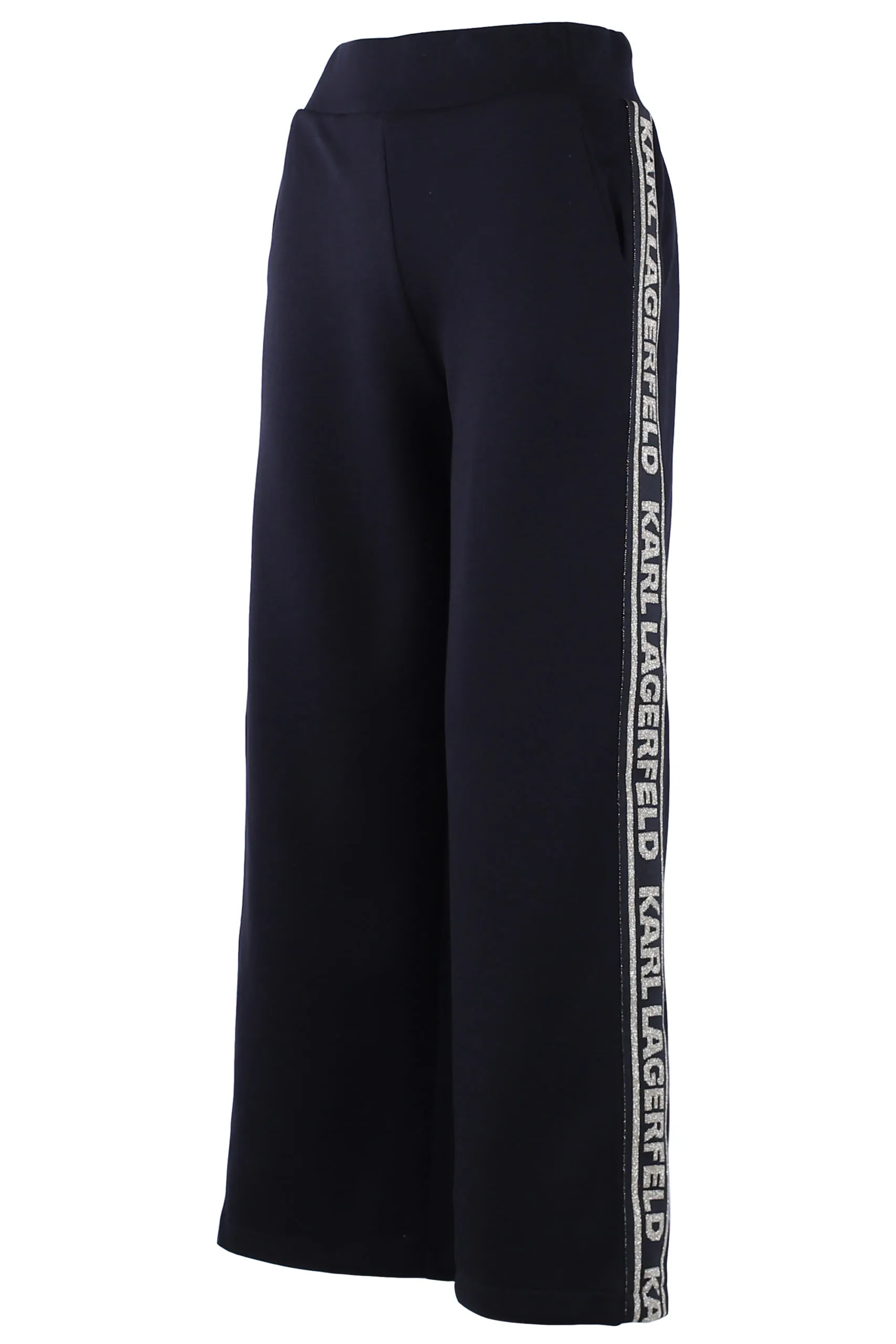 Pantalón negro con bandas laterales doradas