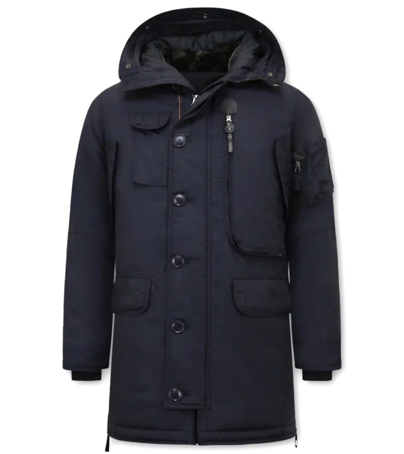 PARKA LARGA HOMBRE CON CAPUCHA  1773  AZUL