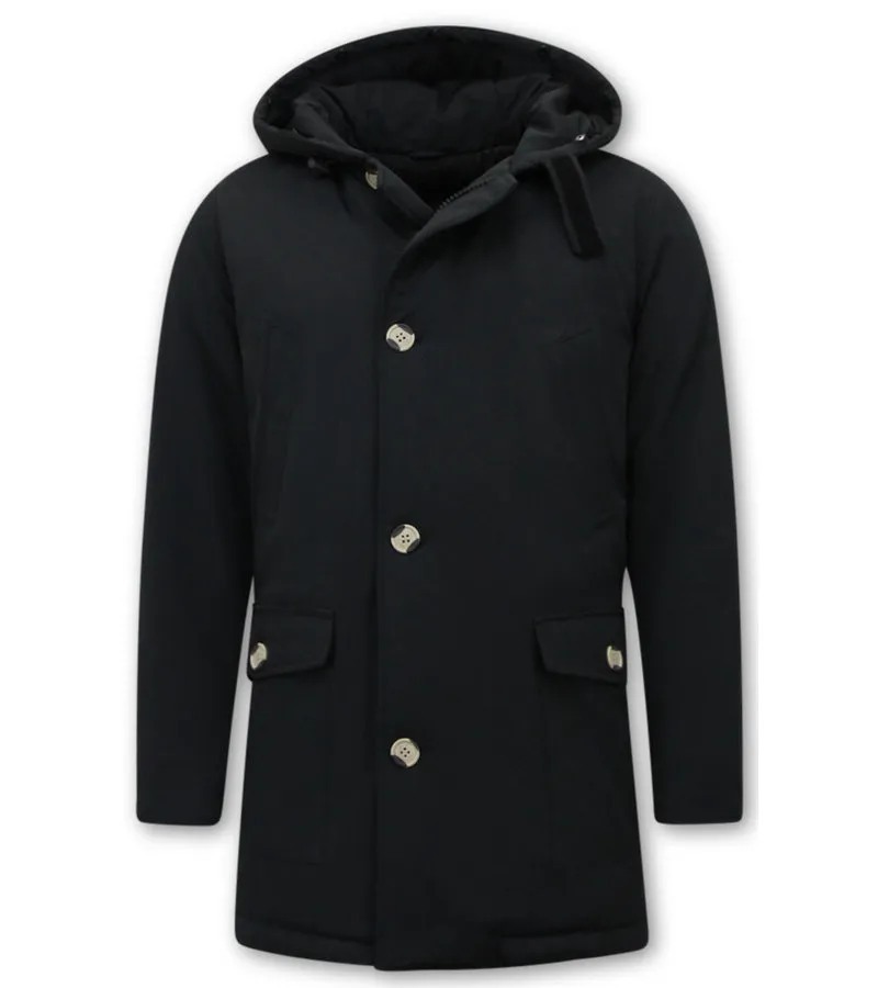 PARKA LARGA HOMBRE CON CAPUCHA  7101  NEGRO