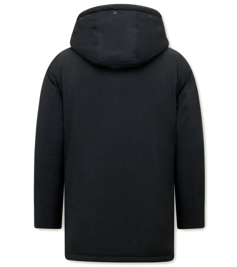 PARKA LARGA HOMBRE CON CAPUCHA  7101  NEGRO