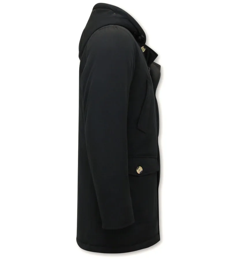 PARKA LARGA HOMBRE CON CAPUCHA  7101  NEGRO