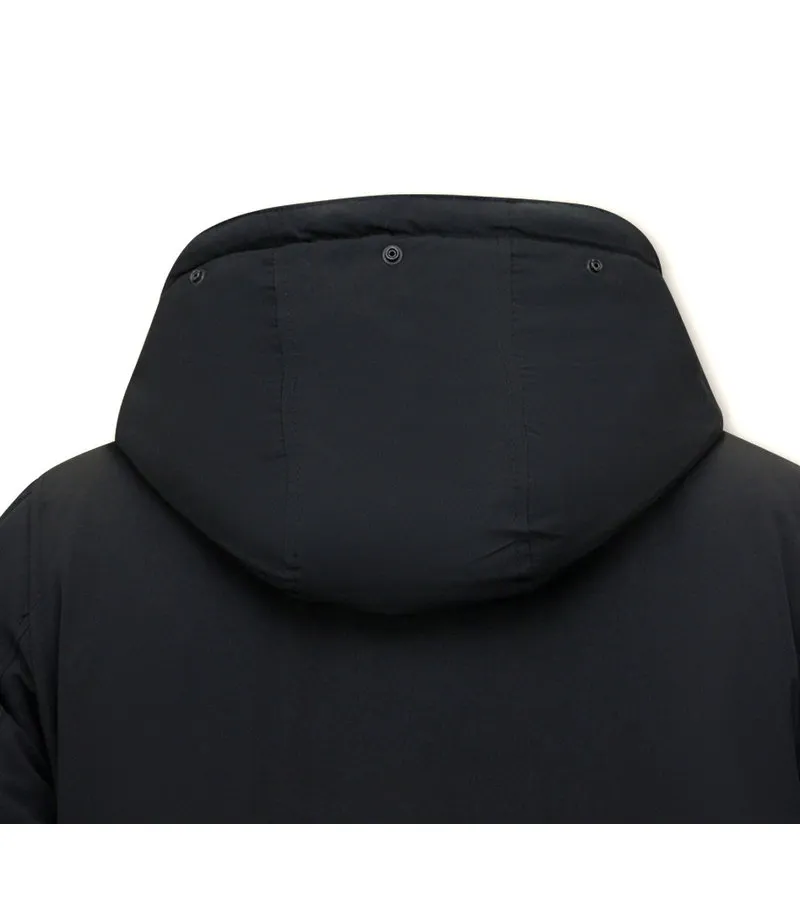 PARKA LARGA HOMBRE CON CAPUCHA  7101  NEGRO