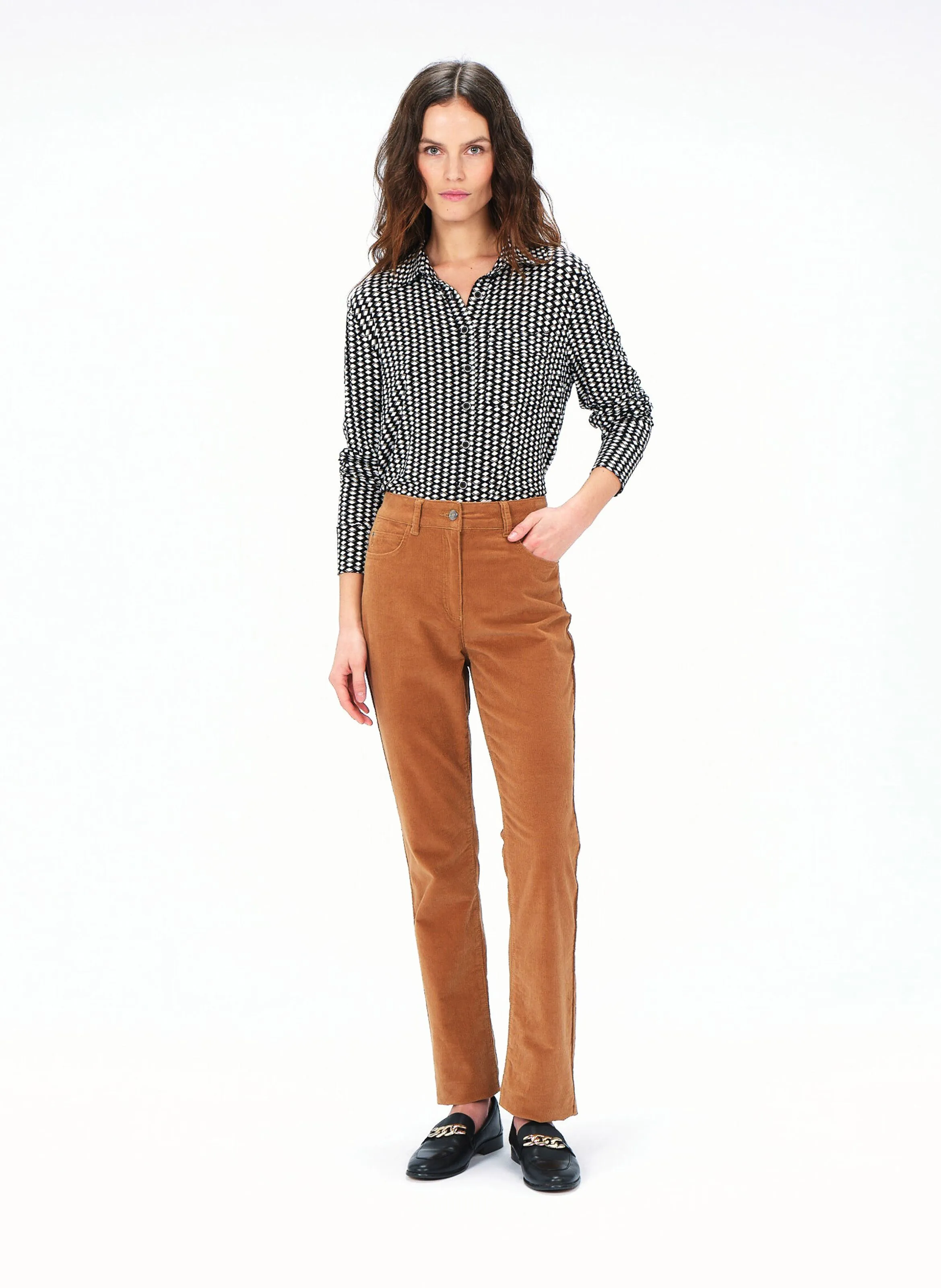 PCHICAGOV  PANTALóN DE ALGODóN MEZCLADO RECTO EN MARRON