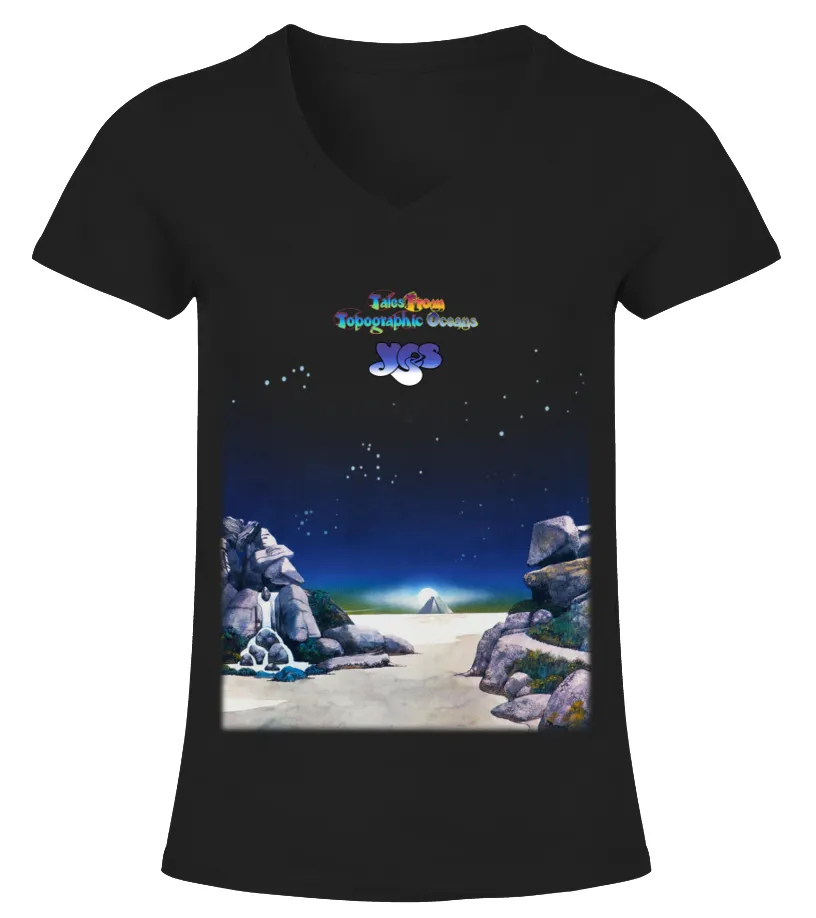 PGSRBK. YES  TALES FROM TOPOGRAPHIC OCEANS CAMISETA CUELLO PICO MUJER