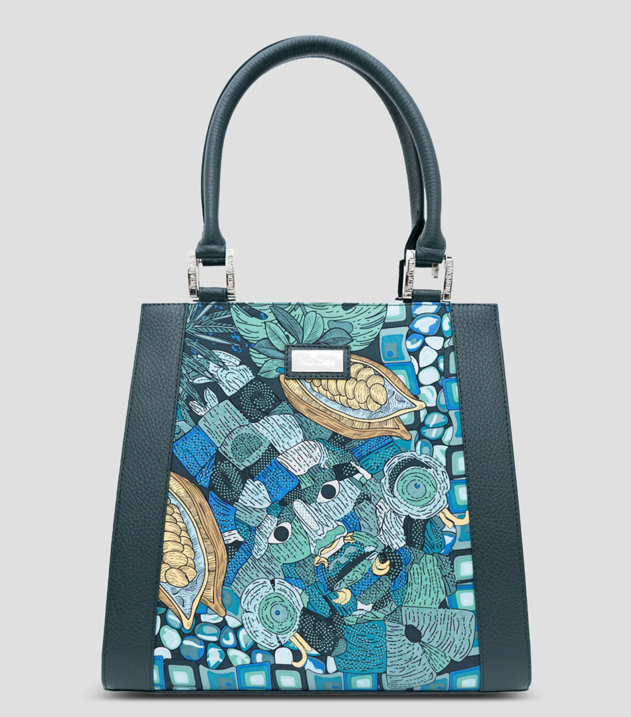 Pineda Covalin Bolso satchel Máscara Jade en piel y seda Mujer