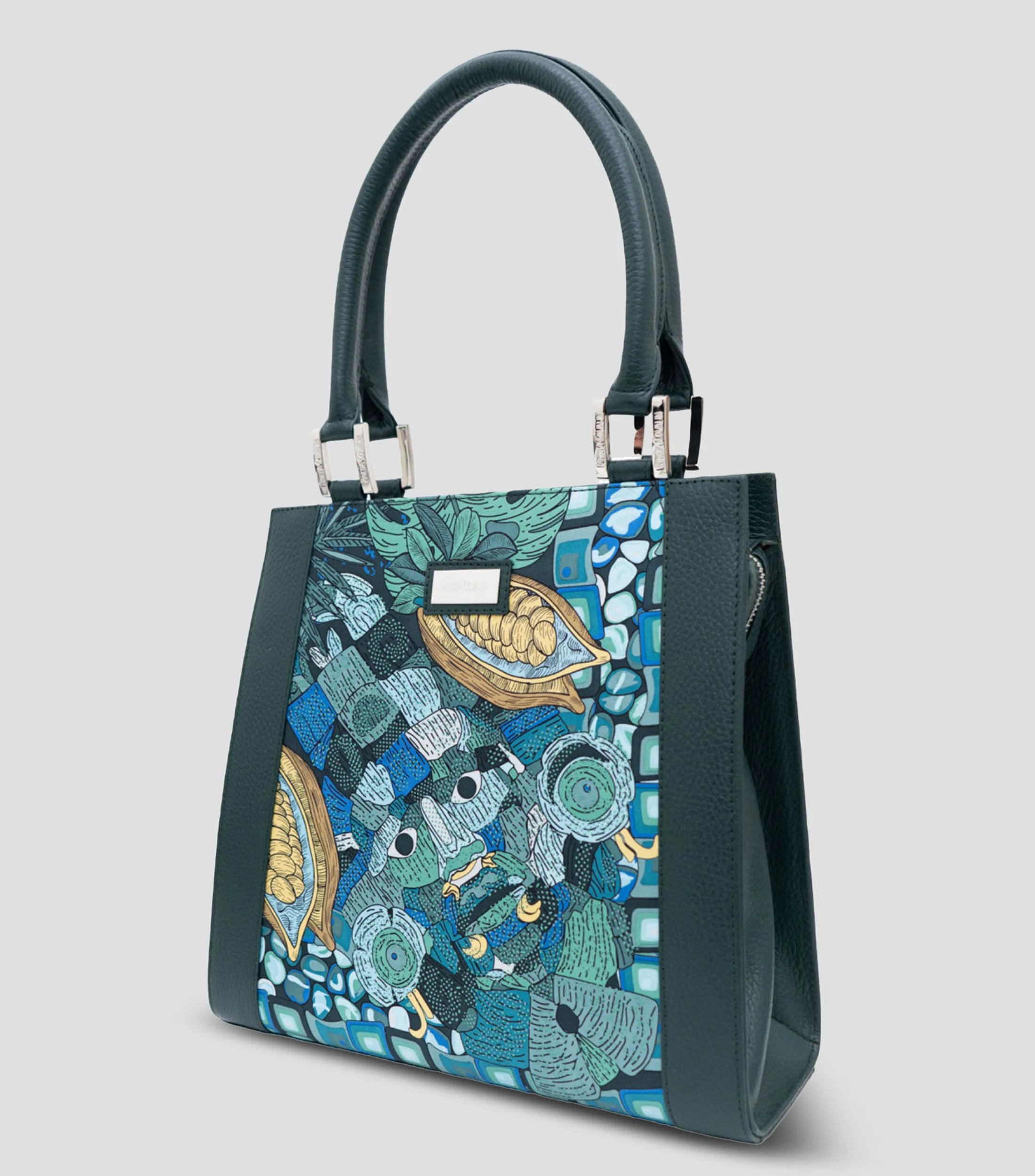 Pineda Covalin Bolso satchel Máscara Jade en piel y seda Mujer