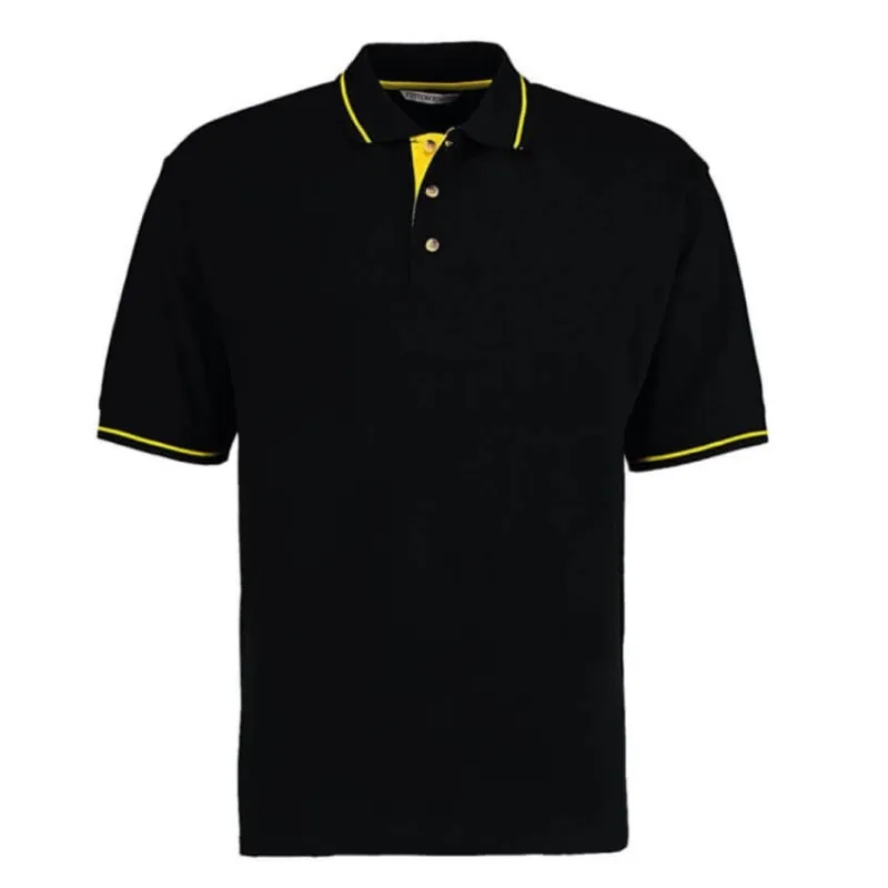 Polo Manga Corta Cuello rayado Unisex de Kustom Kit