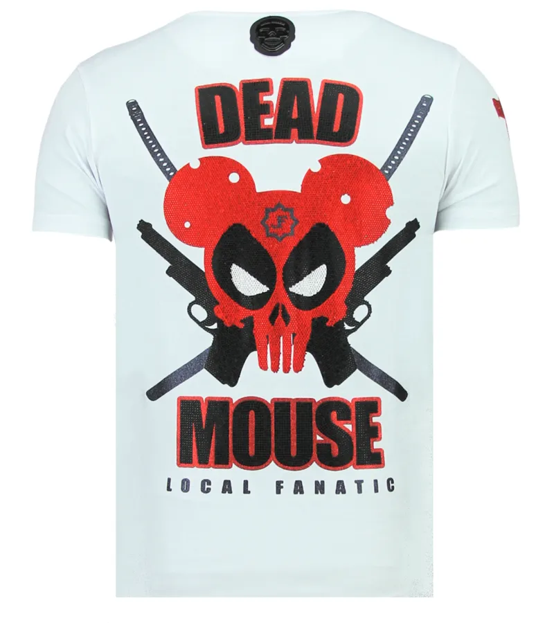 PSYCHO MOUSE RHINESTONE  CAMISETA HOMBRE  6321W  BLANCO