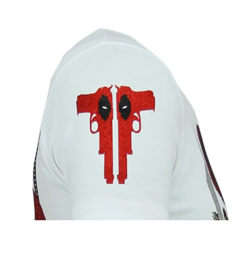 PSYCHO MOUSE RHINESTONE  CAMISETA HOMBRE  6321W  BLANCO