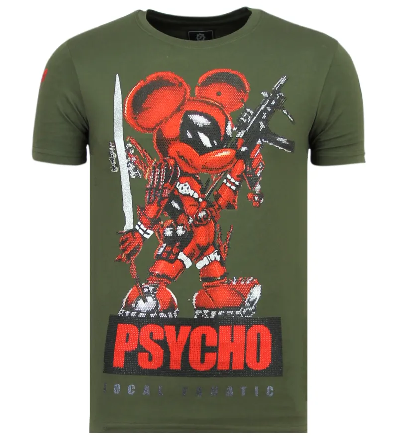 PSYCHO MOUSE RHINESTONE  CAMISETAS HOMBRE  6321G  VERDE