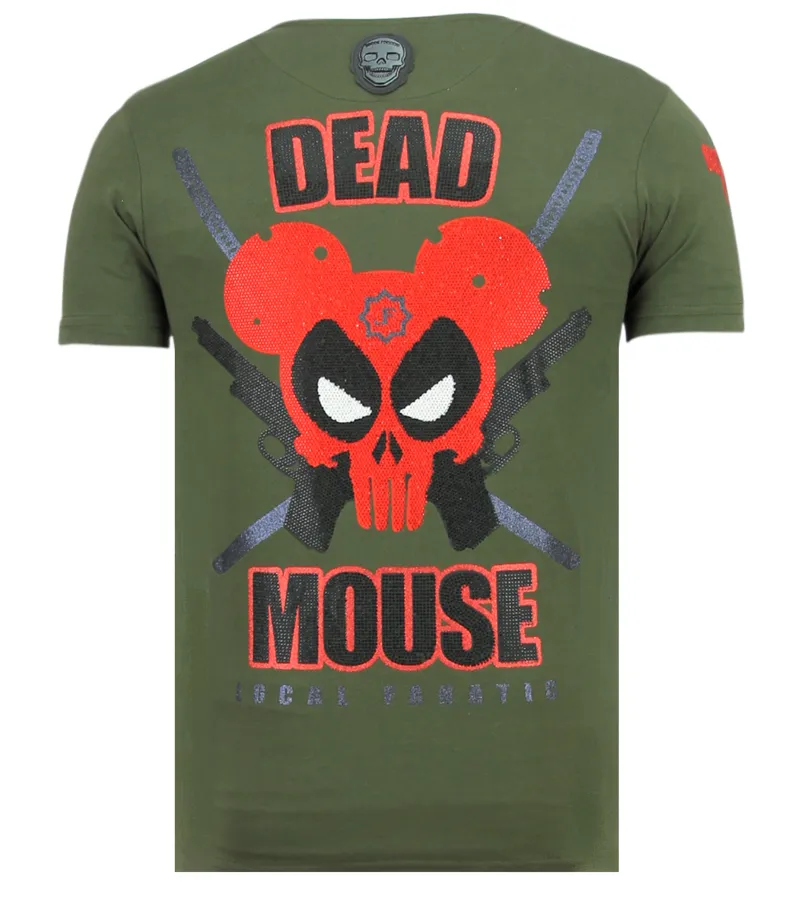 PSYCHO MOUSE RHINESTONE  CAMISETAS HOMBRE  6321G  VERDE