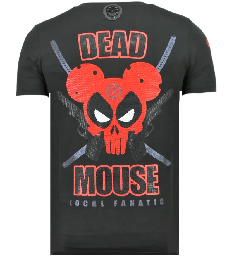 PSYCHO MOUSE RHINESTONES  CAMISETAS HOMBRE  6321Z  NEGRO