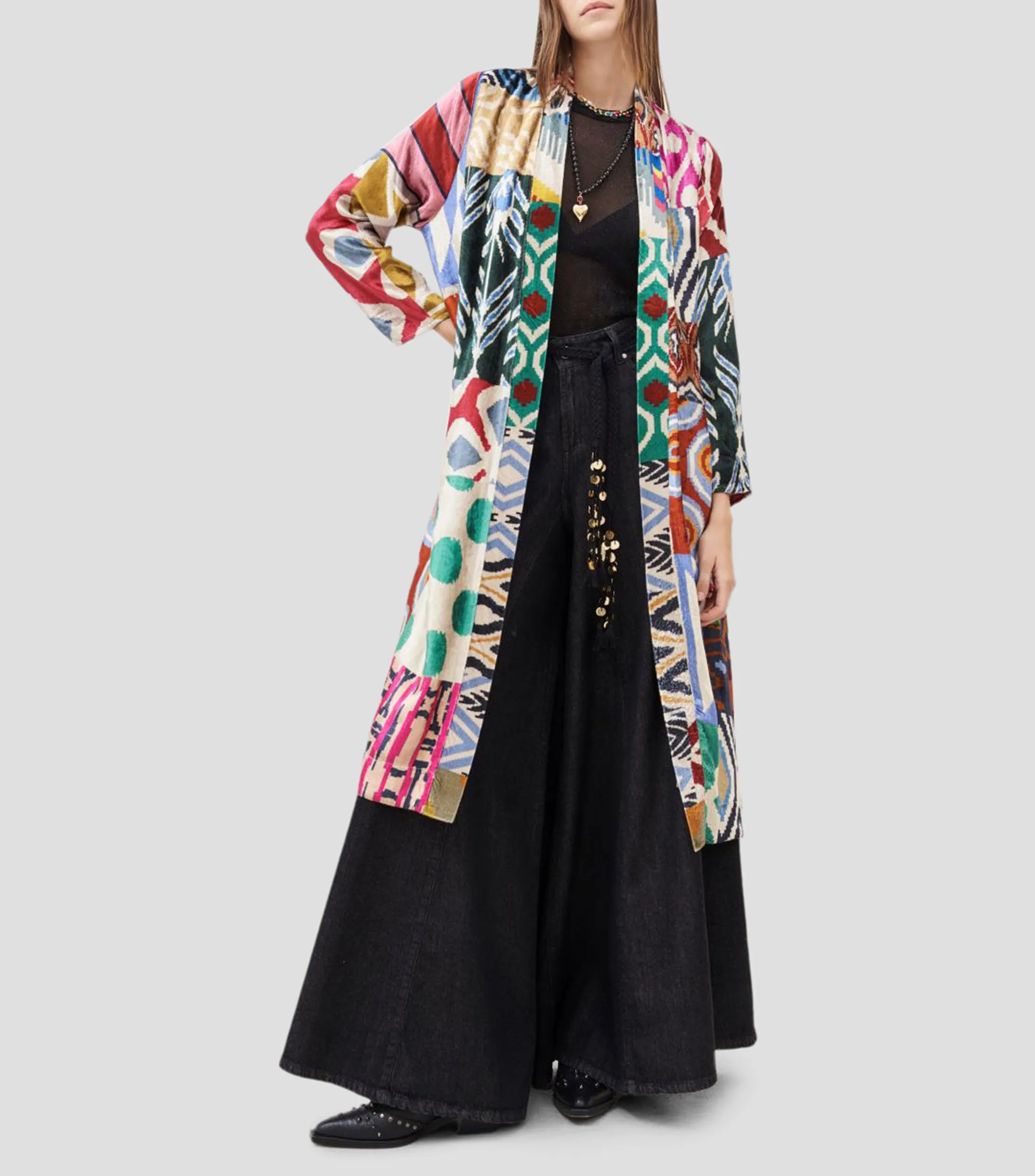 Rapsodia Saco tipo kimono abierto estampado Mujer