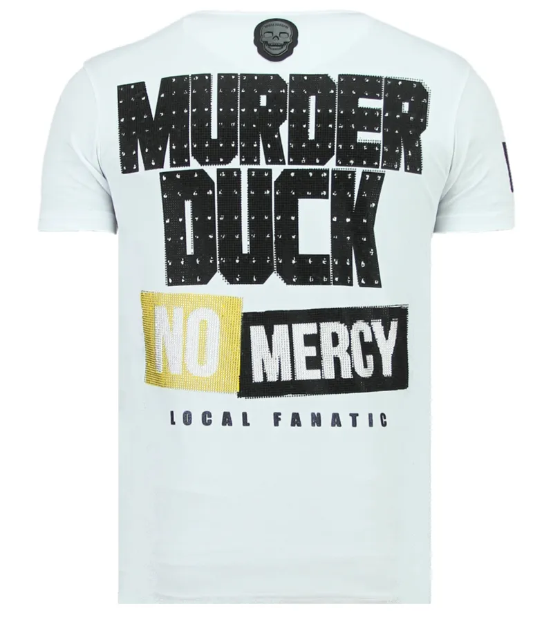 RHINESTONES VILLAIN DUCK  HOMBRE CAMISETAS MODA  6325W  BLANCO