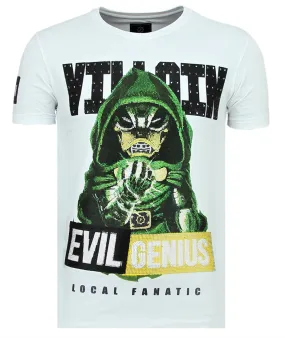 Rhinestones Villain Duck - Hombre Camisetas Moda - 6325W - Blanco