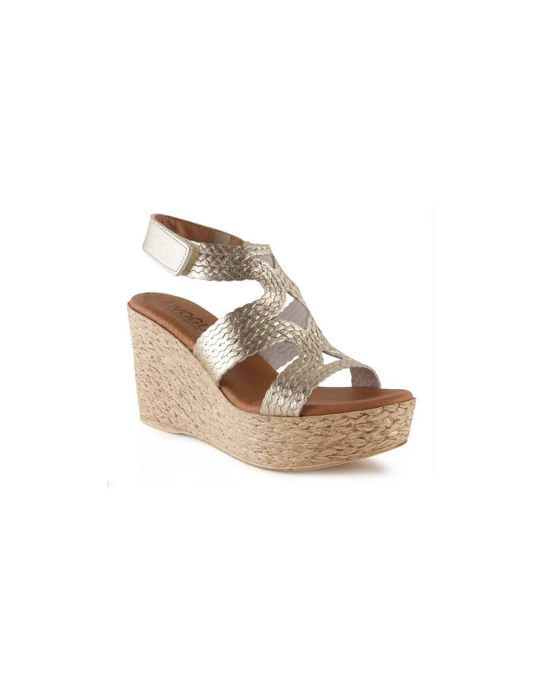 Sandalias piel plataforma cuña alta