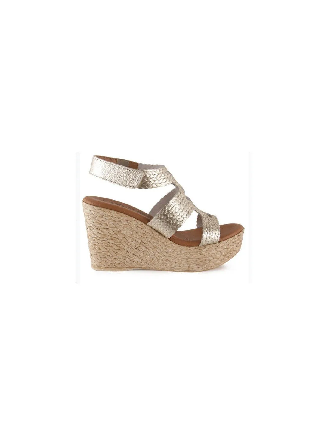 Sandalias piel plataforma cuña alta