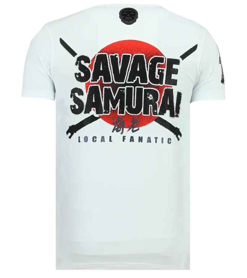 SAVAGE SAMURAI RHINESTONE  CAMISETA HOMBRE  6327W  BLANCO