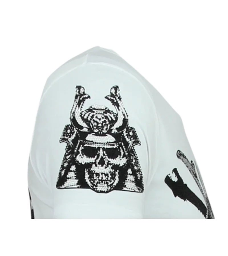 SAVAGE SAMURAI RHINESTONE  CAMISETA HOMBRE  6327W  BLANCO