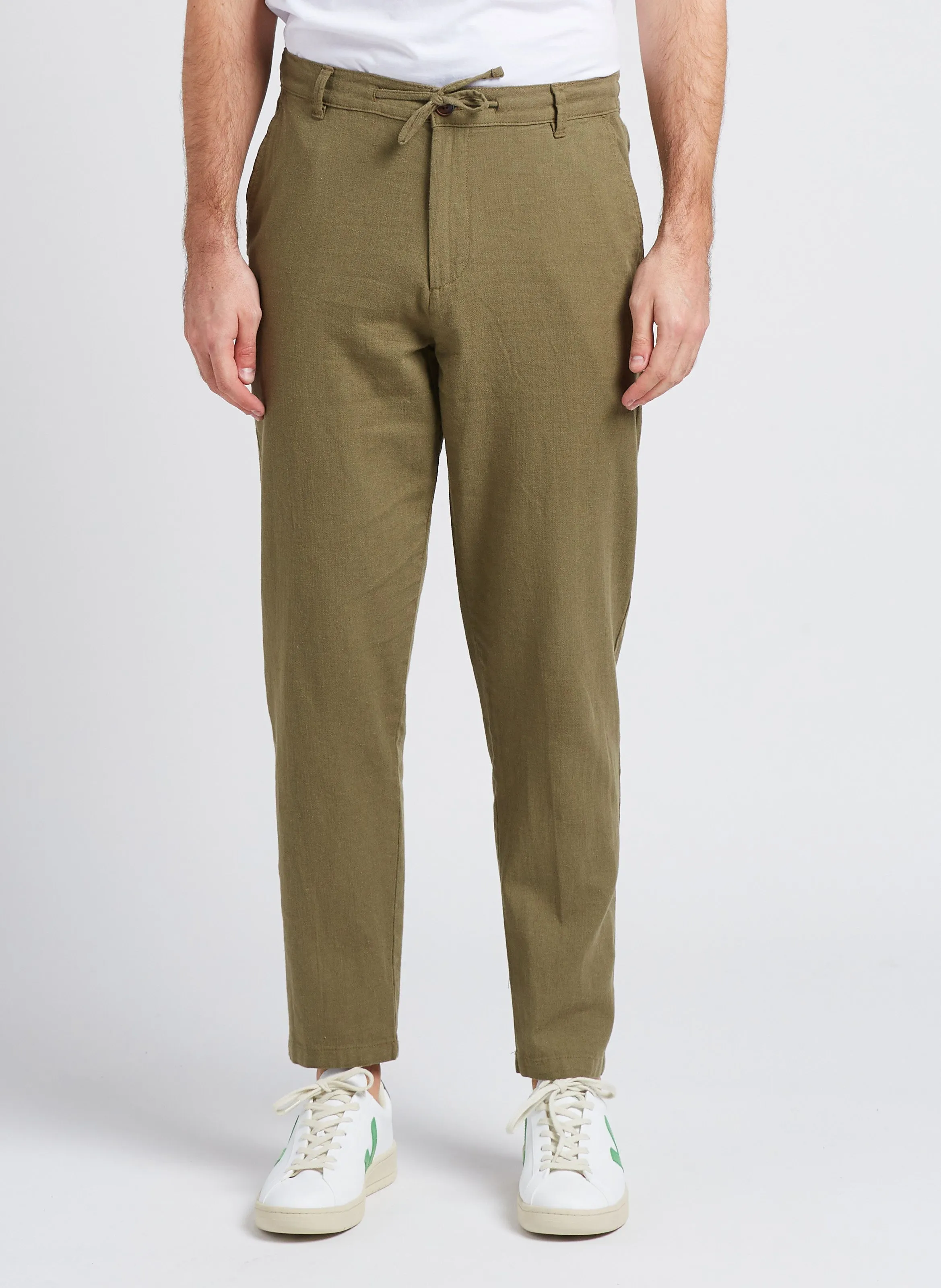 SELECTED Pantalón recto de mezcla de algodón orgánico en marron