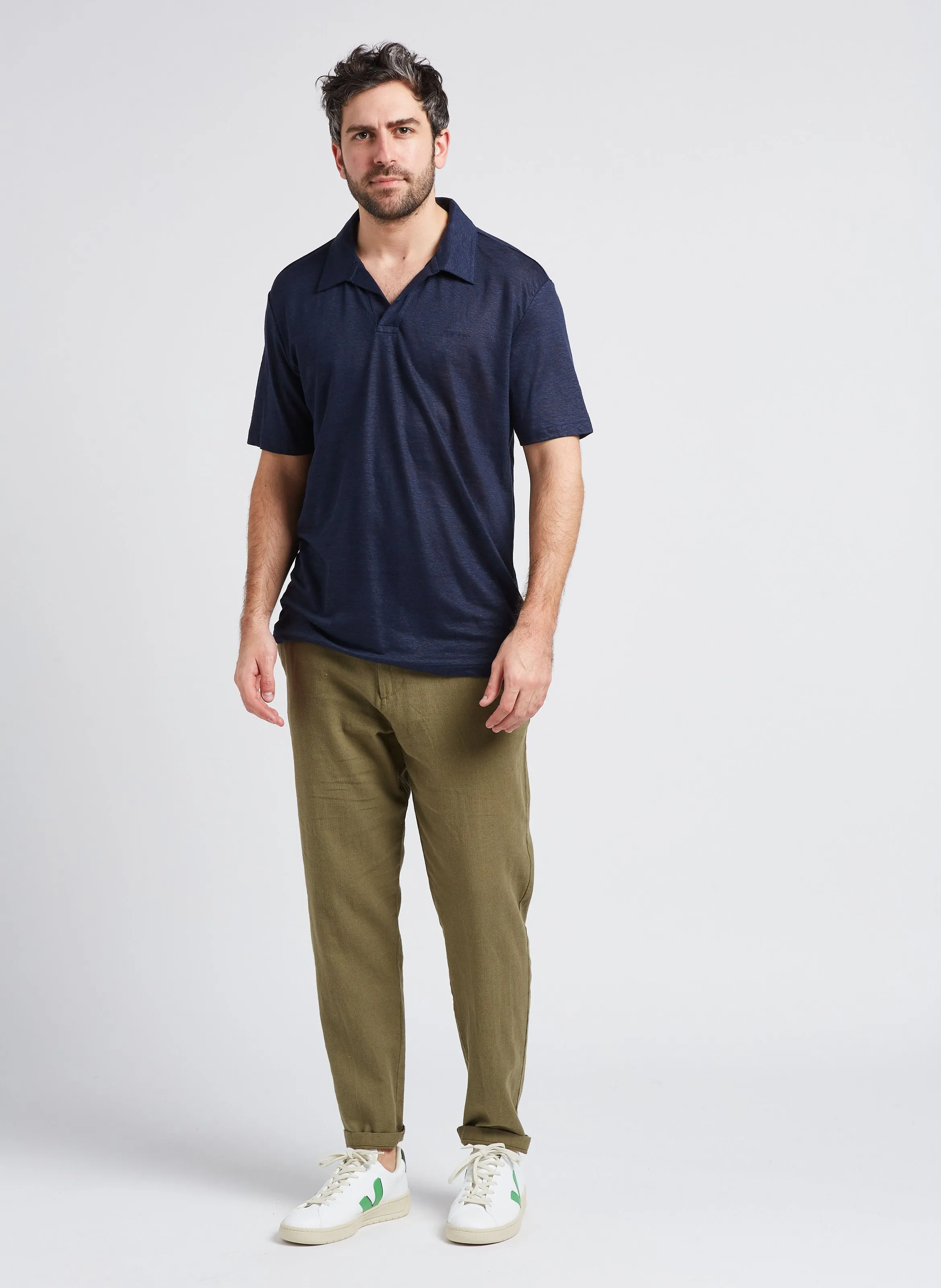 SELECTED Pantalón recto de mezcla de algodón orgánico en marron