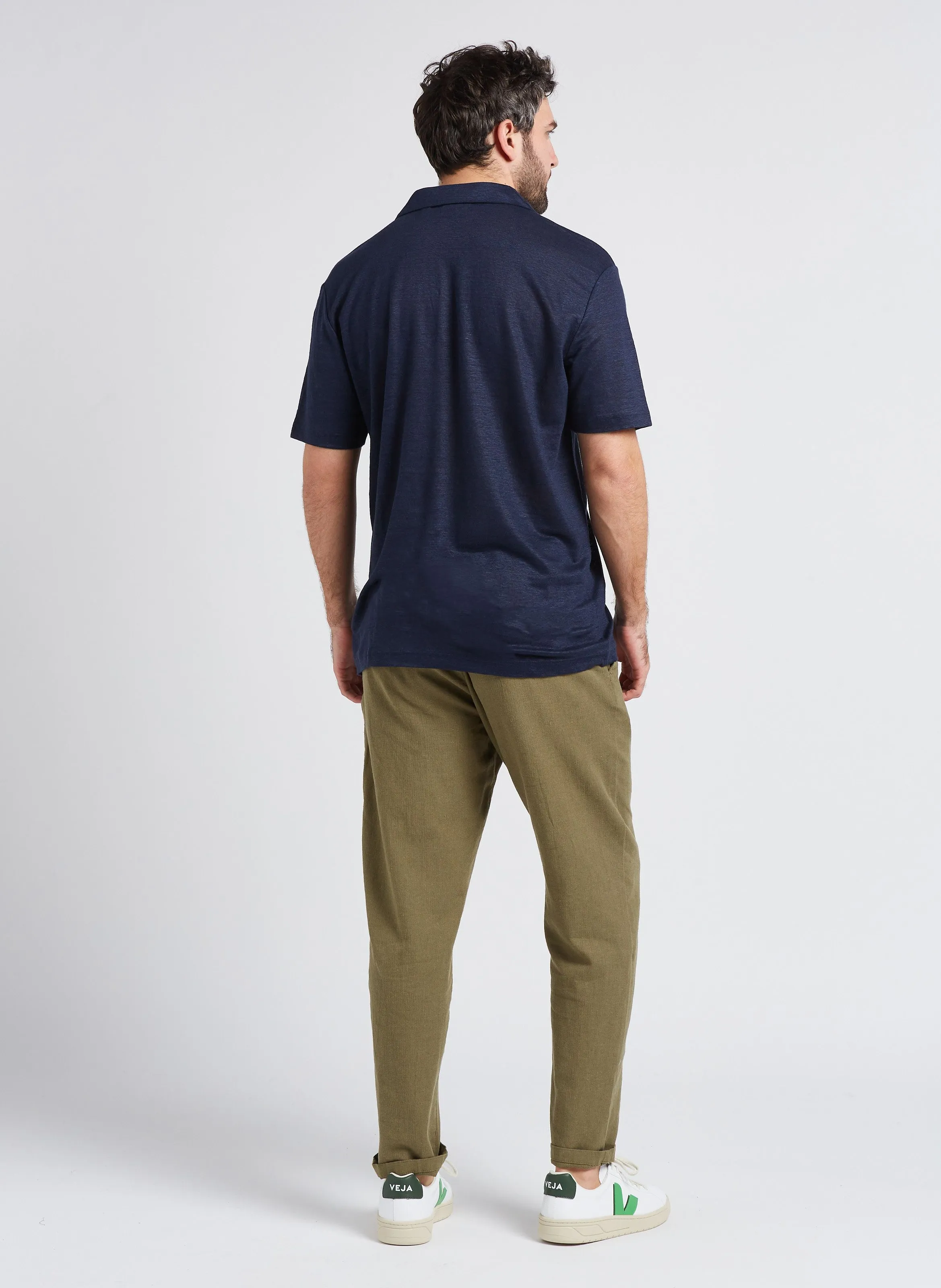 SELECTED Pantalón recto de mezcla de algodón orgánico en marron