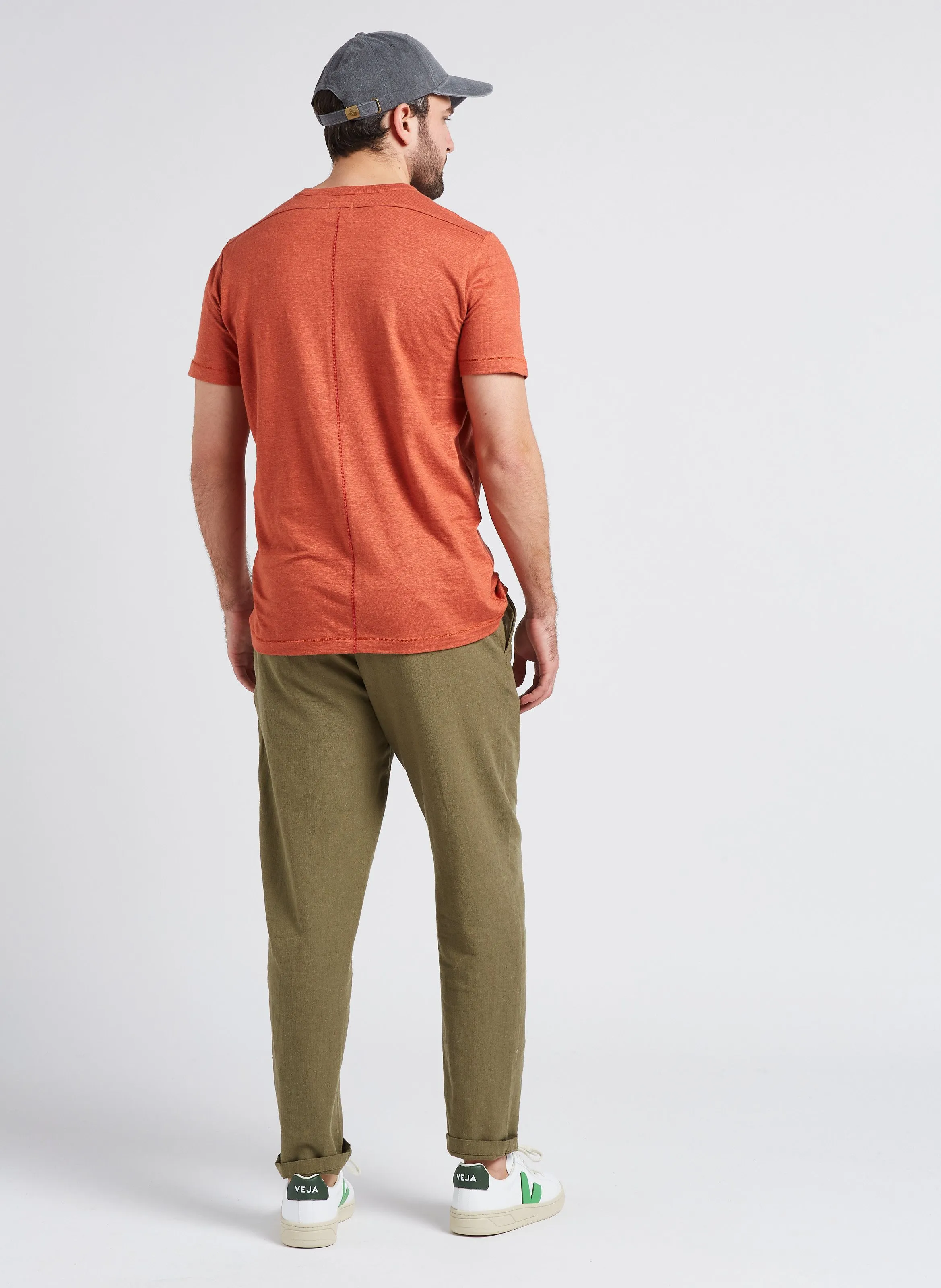 SELECTED Pantalón recto de mezcla de algodón orgánico en marron