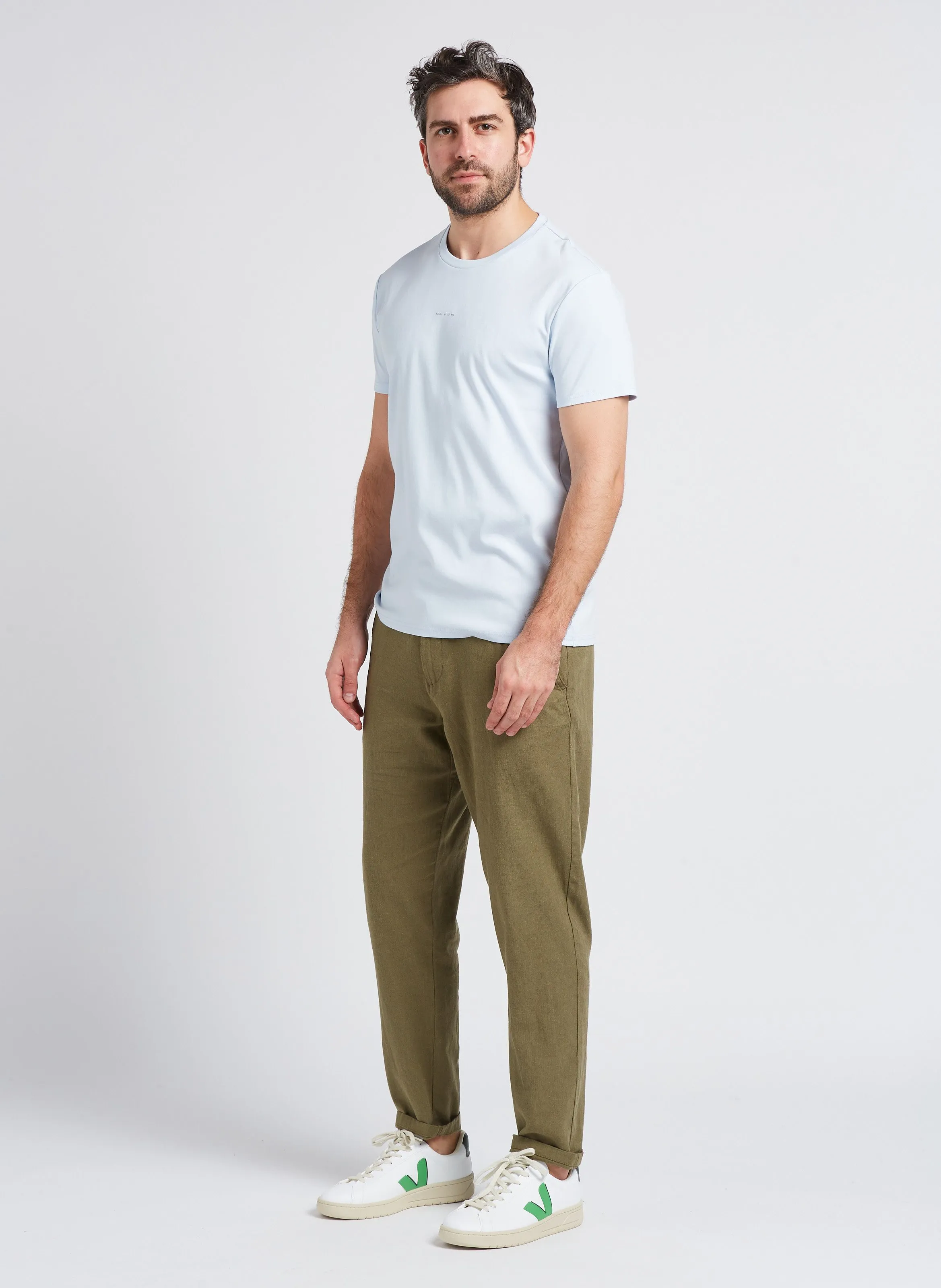 SELECTED Pantalón recto de mezcla de algodón orgánico en marron