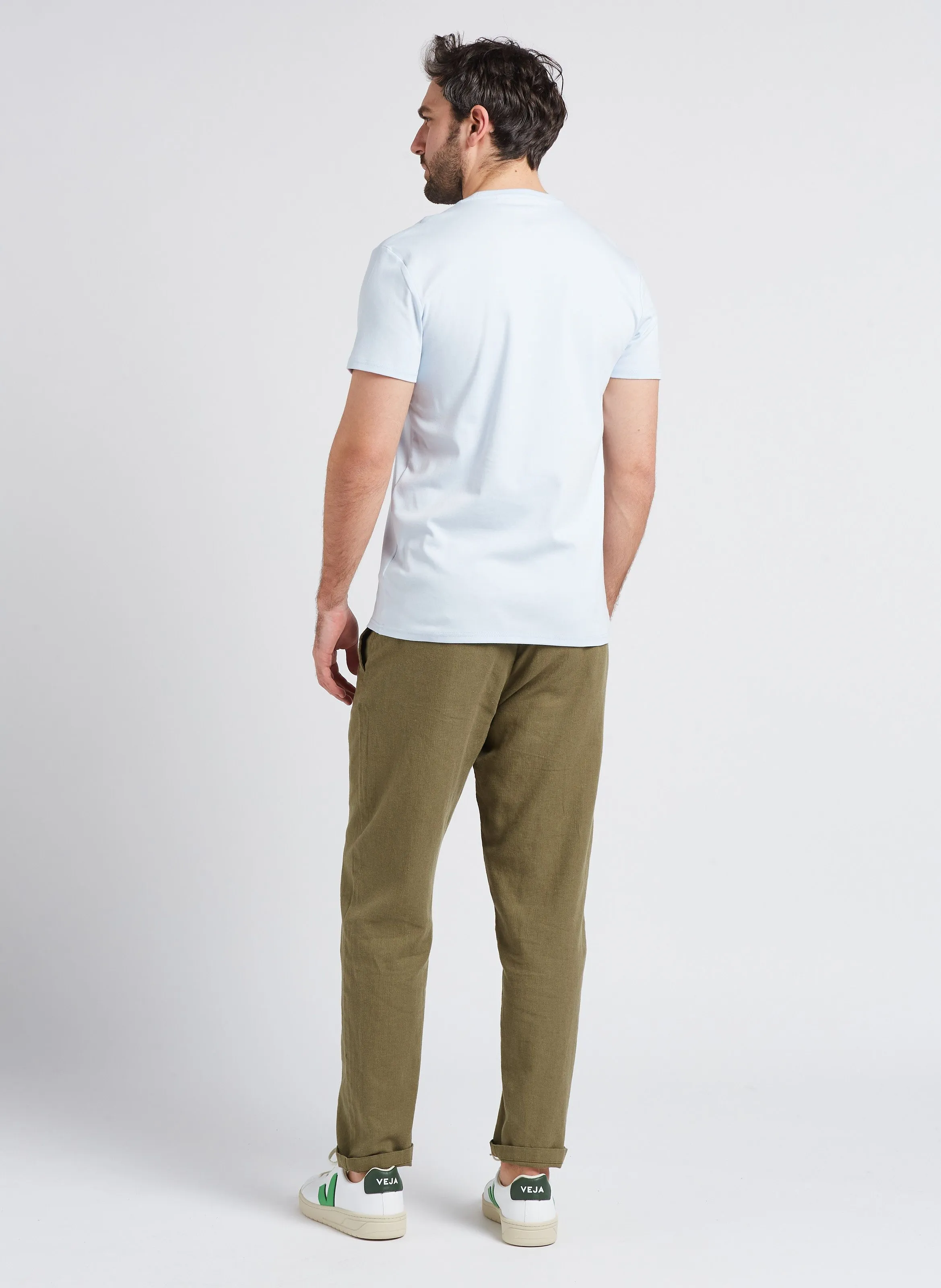 SELECTED Pantalón recto de mezcla de algodón orgánico en marron