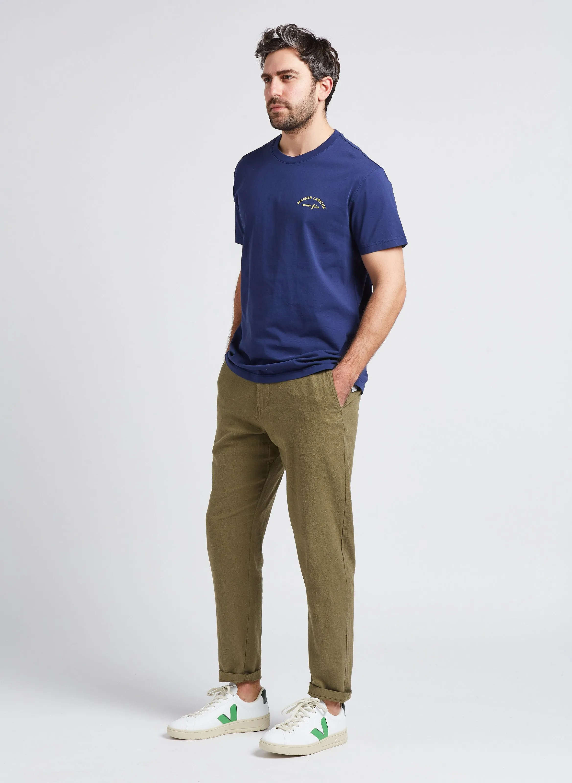 SELECTED Pantalón recto de mezcla de algodón orgánico en marron