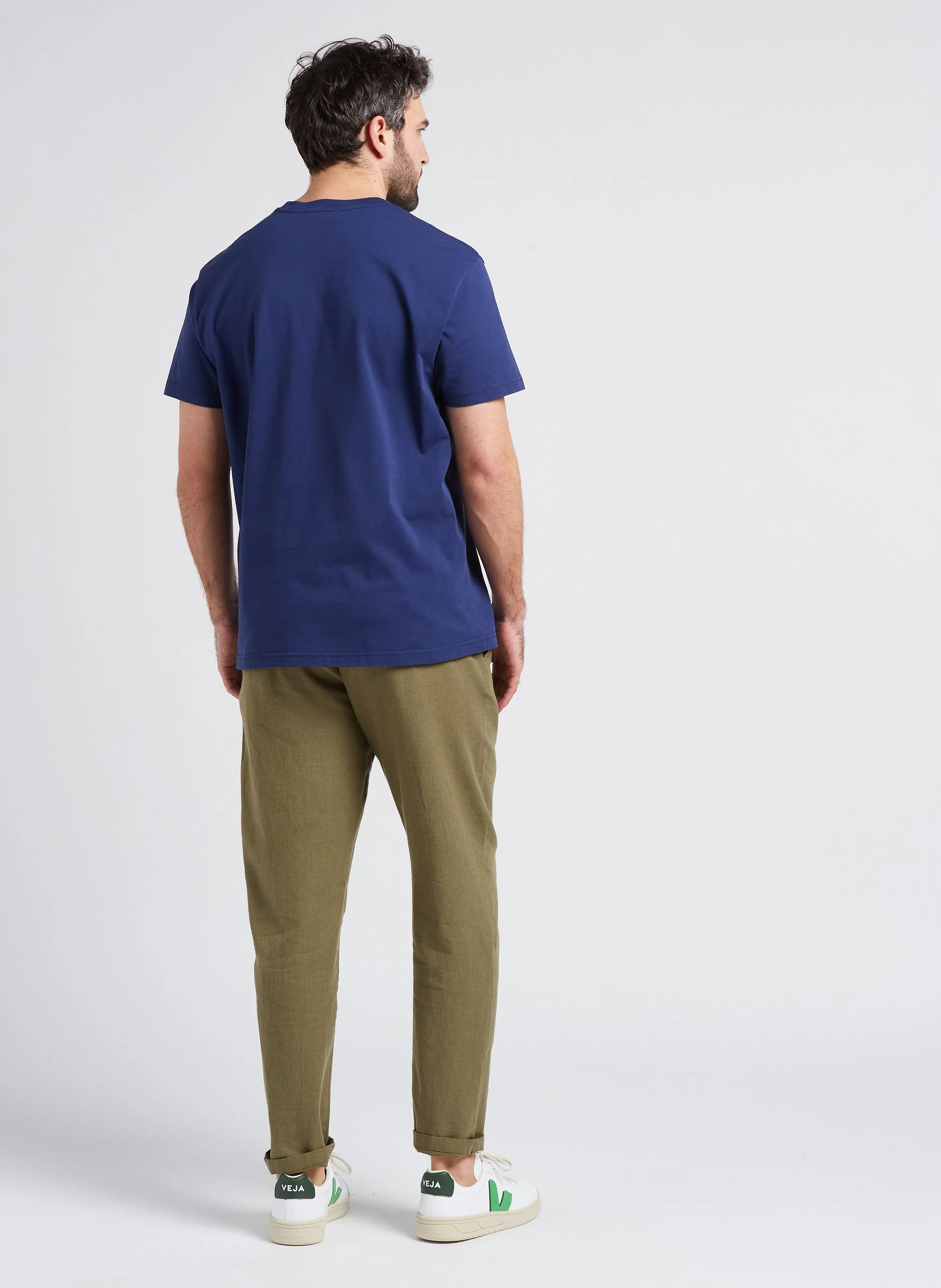 SELECTED Pantalón recto de mezcla de algodón orgánico en marron
