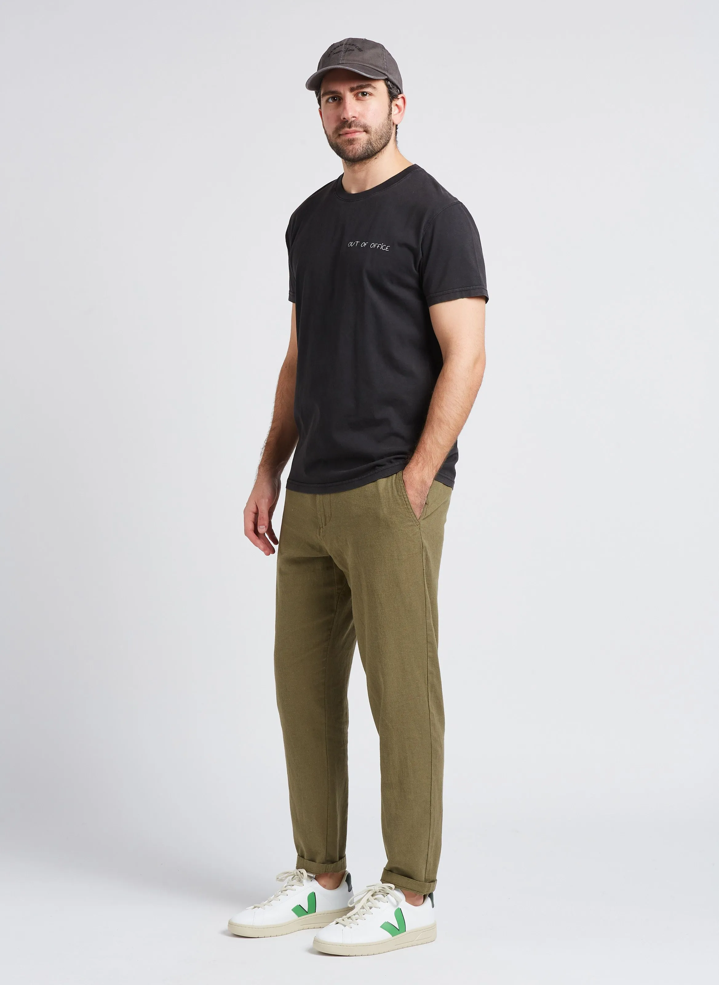 SELECTED Pantalón recto de mezcla de algodón orgánico en marron