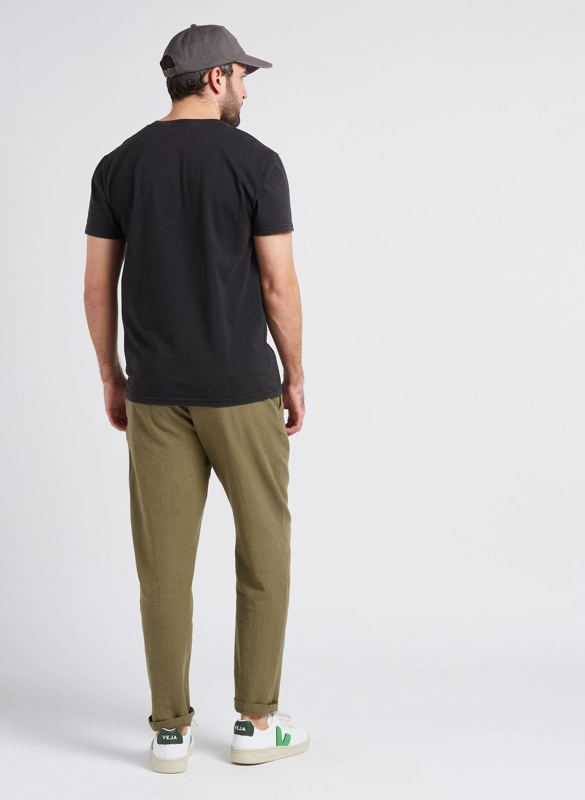 SELECTED Pantalón recto de mezcla de algodón orgánico en marron
