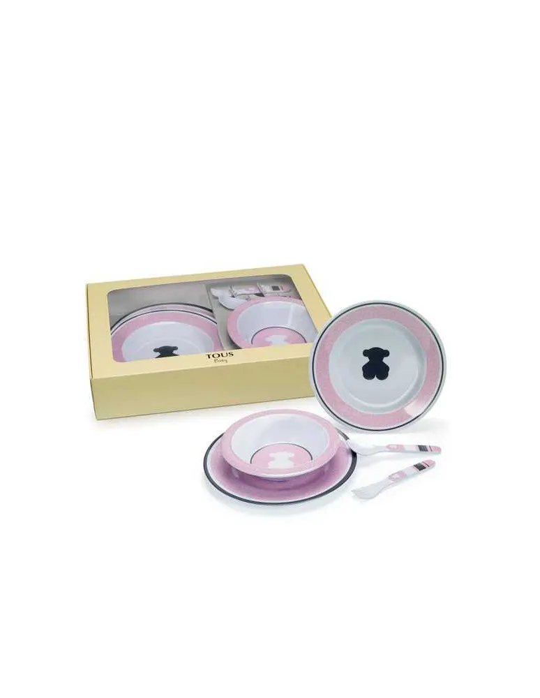 SET 3 PLATOS CUCHARA Y TENEDOR ROSA TOUS