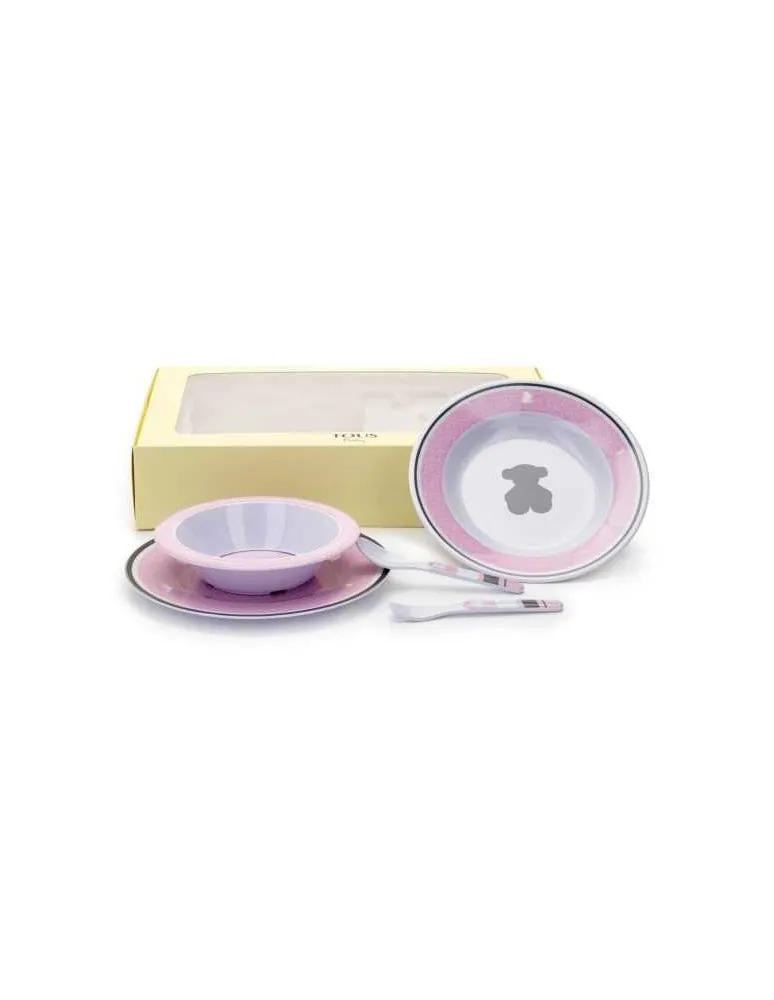 SET 3 PLATOS CUCHARA Y TENEDOR ROSA TOUS