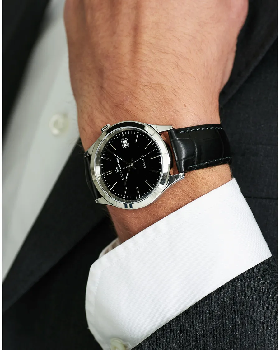 Sjöö Sandström Jubilee Steel Quartz 40mm Black/Black Calf