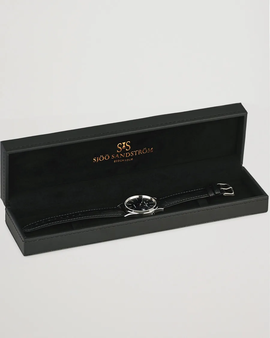 Sjöö Sandström Jubilee Steel Quartz 40mm Black/Black Calf