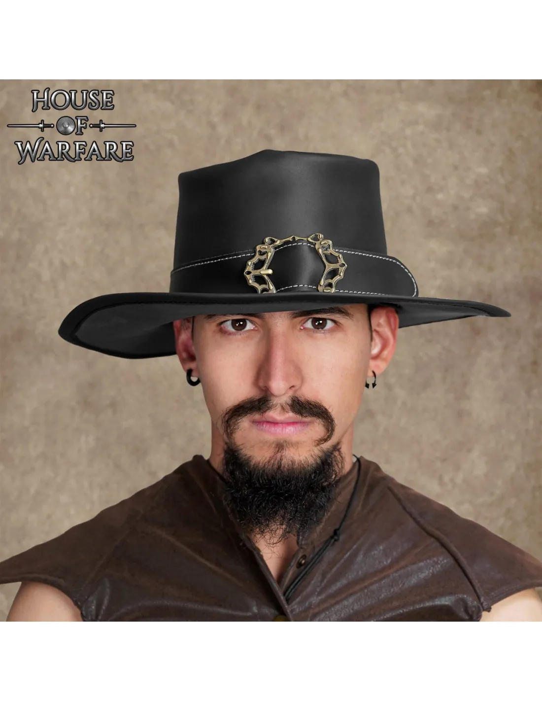 Sombrero medieval Solomón Kane, negro