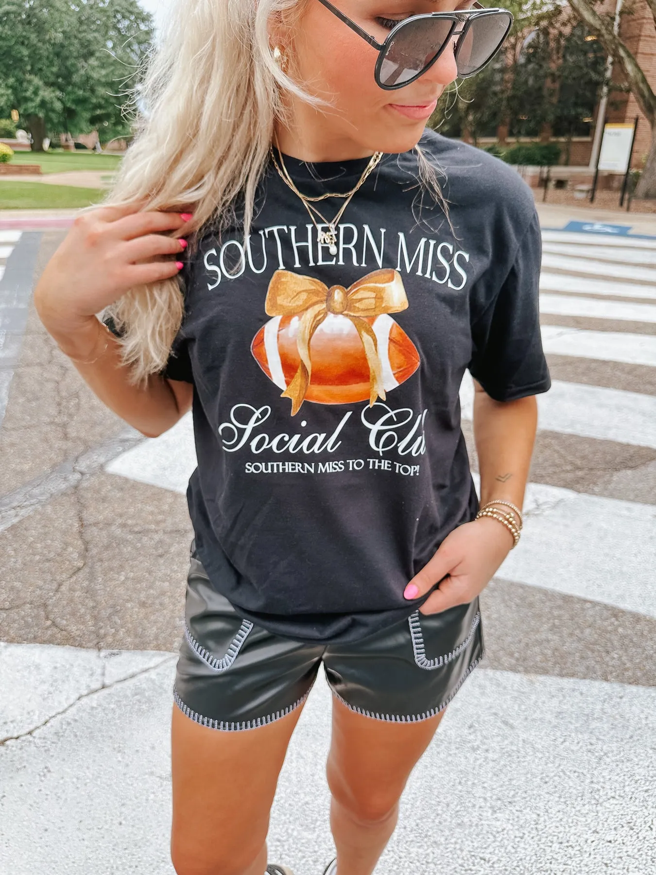 SOUTHERN MISS SOCIAL CLUB TEE IN BLACK