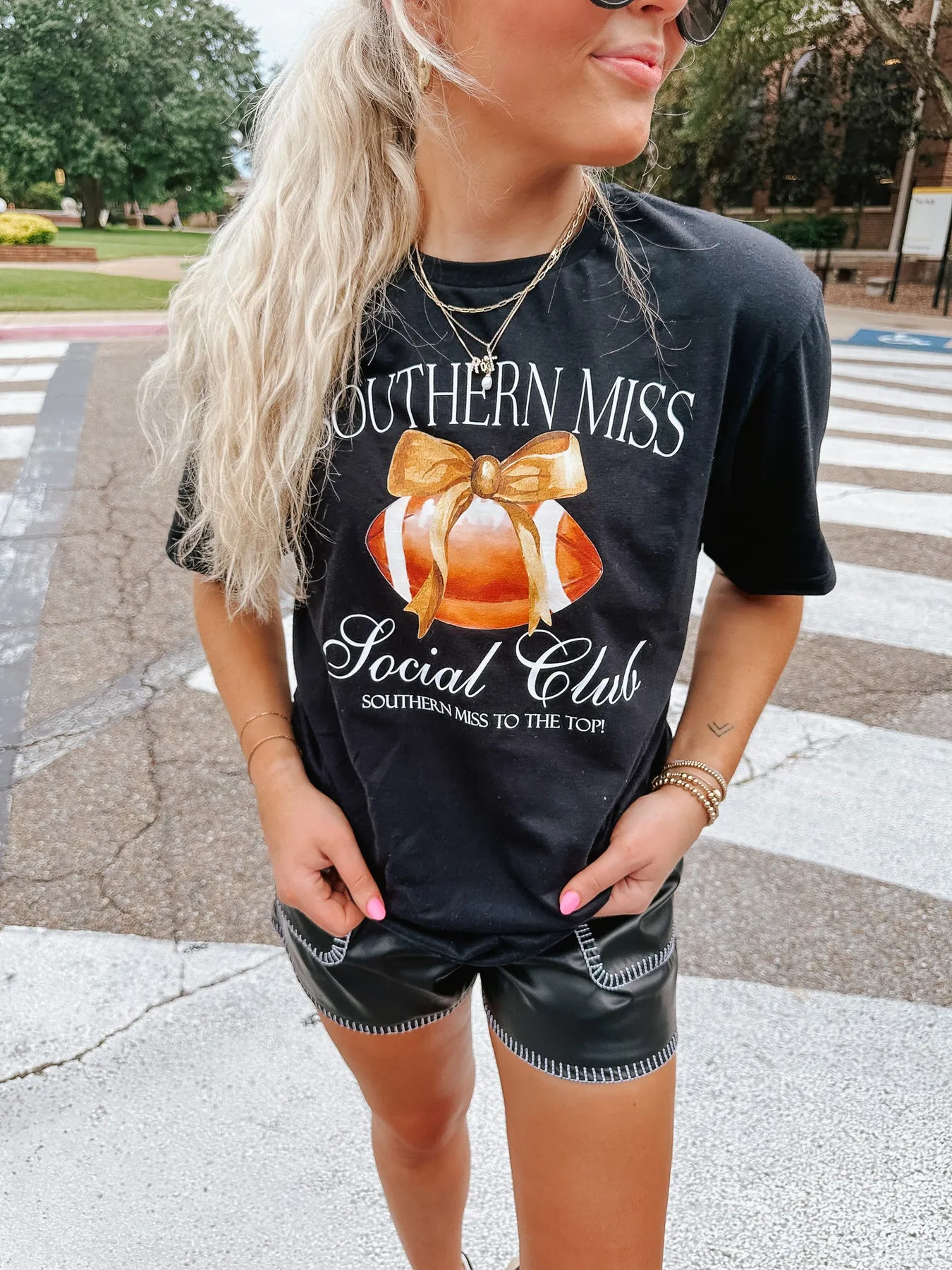 SOUTHERN MISS SOCIAL CLUB TEE IN BLACK
