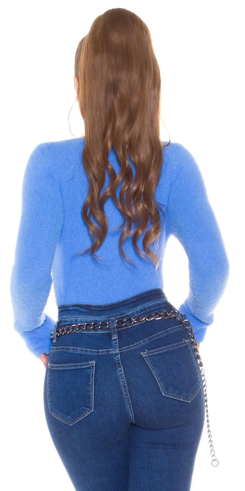 Suéter corto azul de moda
