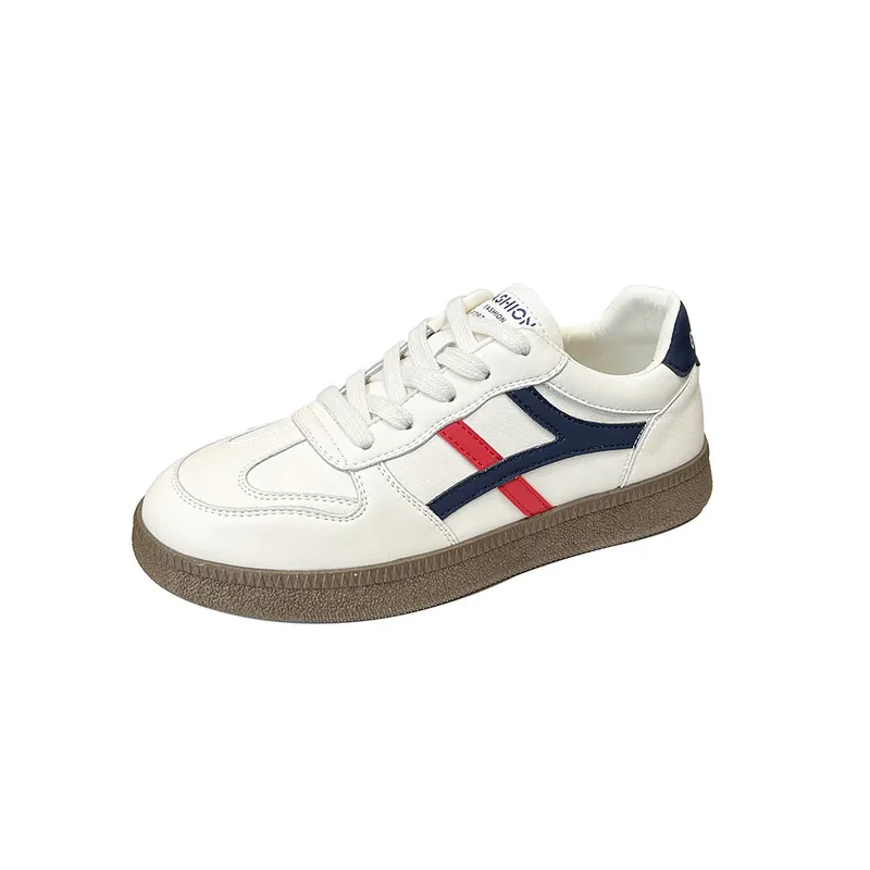 Transmisión de cuero True 2024 Nuevo otoño transpirable versátil Casual White para femenino Tablero deportivo Forrest Gump Zapat