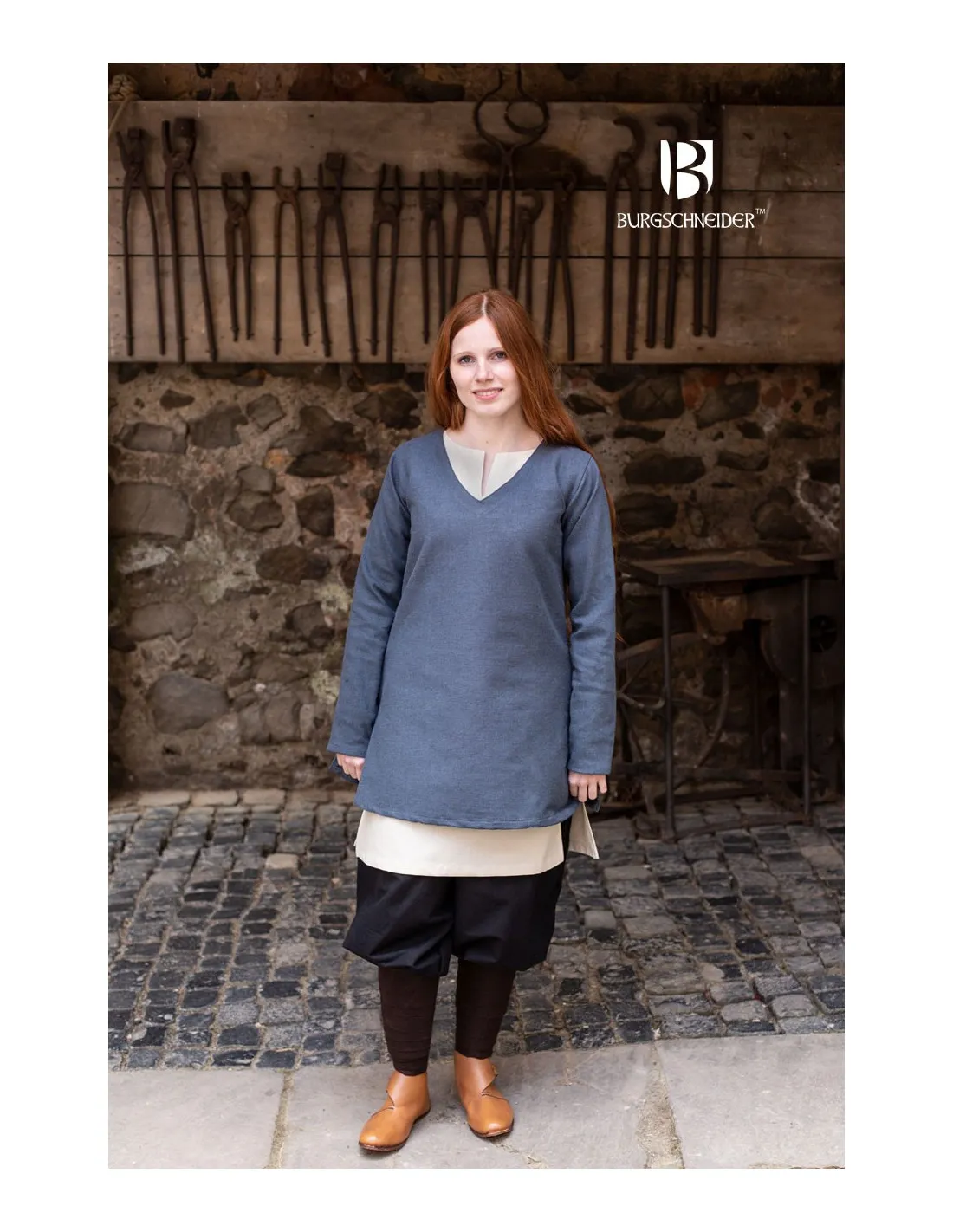 TúNICA MEDIEVAL FREKJA GRISAZULADO