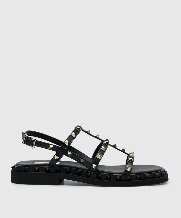 Valentino Rockstud black leather sandals