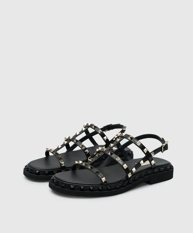 Valentino Rockstud black leather sandals