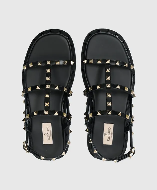 Valentino Rockstud black leather sandals